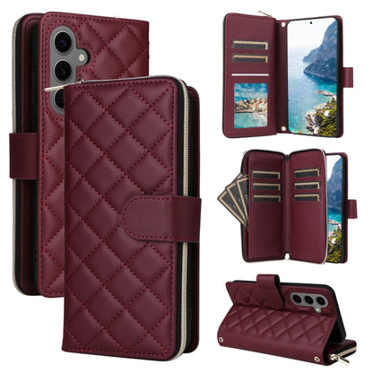 Crossbody Rhombic Zipper Tower Buckle Leather Phone Case with Lanyard, For Samsung Galaxy S24 Ultra 5G, For Samsung Galaxy S24+ 5G, For Samsung Galaxy S24 5G, For Samsung Galaxy S23 FE 5G, For Samsung Galaxy S23 Ultra 5G, For Samsung Galaxy S23+       ...