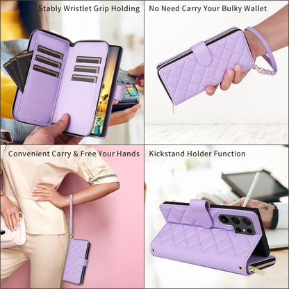 Crossbody Rhombic Zipper Tower Buckle Leather Phone Case with Lanyard, For Samsung Galaxy S24 Ultra 5G, For Samsung Galaxy S24+ 5G, For Samsung Galaxy S24 5G, For Samsung Galaxy S23 FE 5G, For Samsung Galaxy S23 Ultra 5G, For Samsung Galaxy S23+       ...