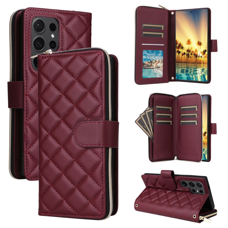 Crossbody Rhombic Zipper Tower Buckle Leather Phone Case with Lanyard, For Samsung Galaxy S24 Ultra 5G, For Samsung Galaxy S24+ 5G, For Samsung Galaxy S24 5G, For Samsung Galaxy S23 FE 5G, For Samsung Galaxy S23 Ultra 5G, For Samsung Galaxy S23+       ...