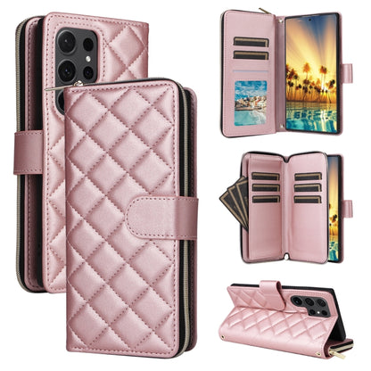 Crossbody Rhombic Zipper Tower Buckle Leather Phone Case with Lanyard, For Samsung Galaxy S24 Ultra 5G, For Samsung Galaxy S24+ 5G, For Samsung Galaxy S24 5G, For Samsung Galaxy S23 FE 5G, For Samsung Galaxy S23 Ultra 5G, For Samsung Galaxy S23+       ...