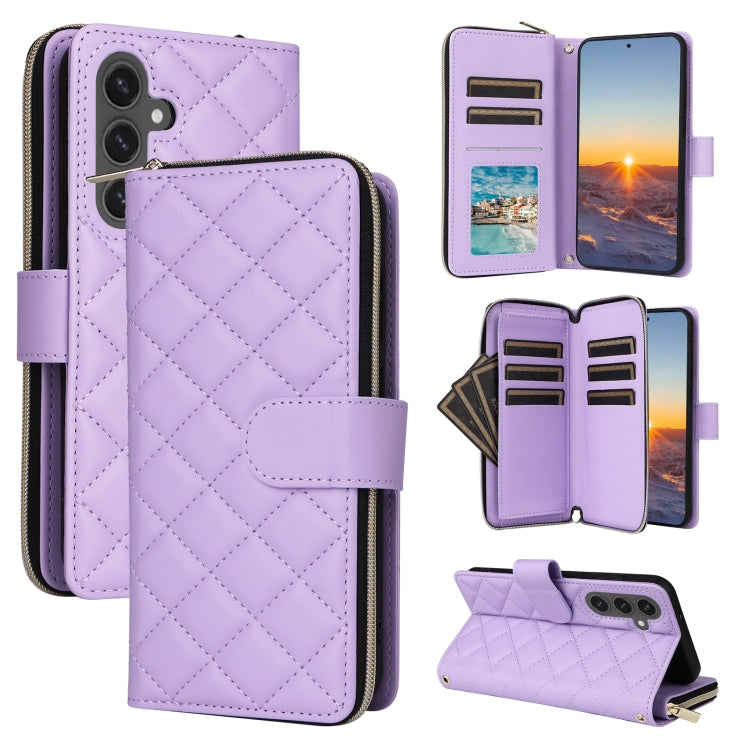 Crossbody Rhombic Zipper Tower Buckle Leather Phone Case with Lanyard, For Samsung Galaxy S26+ 5G, For Samsung Galaxy S26 Ultra 5G, For Samsung Galaxy S26 5G, For Samsung Galaxy S25 FE 5G, For Samsung Galaxy S25 Edge 5G, For Samsung Galaxy S25 5G      ...