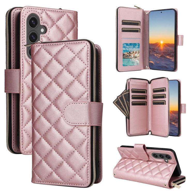Crossbody Rhombic Zipper Tower Buckle Leather Phone Case with Lanyard, For Samsung Galaxy S26+ 5G, For Samsung Galaxy S26 Ultra 5G, For Samsung Galaxy S26 5G, For Samsung Galaxy S25 FE 5G, For Samsung Galaxy S25 Edge 5G, For Samsung Galaxy S25 5G      ...