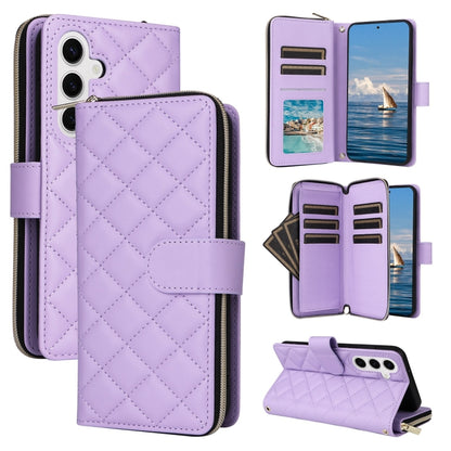 Crossbody Rhombic Zipper Tower Buckle Leather Phone Case with Lanyard, For Samsung Galaxy S26+ 5G, For Samsung Galaxy S26 Ultra 5G, For Samsung Galaxy S26 5G, For Samsung Galaxy S25 FE 5G, For Samsung Galaxy S25 Edge 5G, For Samsung Galaxy S25 5G      ...