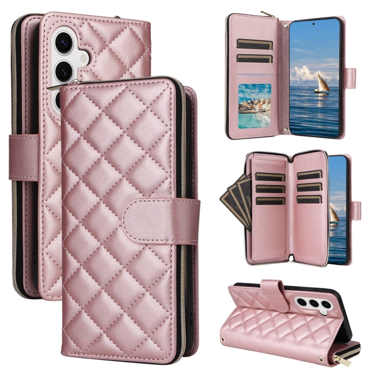 Crossbody Rhombic Zipper Tower Buckle Leather Phone Case with Lanyard, For Samsung Galaxy S26+ 5G, For Samsung Galaxy S26 Ultra 5G, For Samsung Galaxy S26 5G, For Samsung Galaxy S25 FE 5G, For Samsung Galaxy S25 Edge 5G, For Samsung Galaxy S25 5G      ...