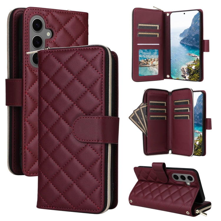 Crossbody Rhombic Zipper Tower Buckle Leather Phone Case with Lanyard, For Samsung Galaxy S26+ 5G, For Samsung Galaxy S26 Ultra 5G, For Samsung Galaxy S26 5G, For Samsung Galaxy S25 FE 5G, For Samsung Galaxy S25 Edge 5G, For Samsung Galaxy S25 5G      ...