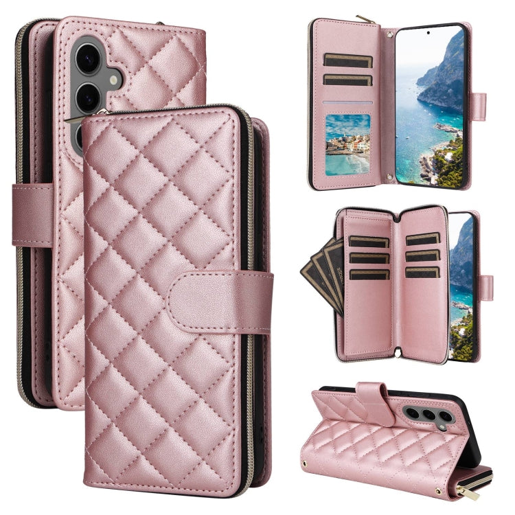 Crossbody Rhombic Zipper Tower Buckle Leather Phone Case with Lanyard, For Samsung Galaxy S26+ 5G, For Samsung Galaxy S26 Ultra 5G, For Samsung Galaxy S26 5G, For Samsung Galaxy S25 FE 5G, For Samsung Galaxy S25 Edge 5G, For Samsung Galaxy S25 5G      ...