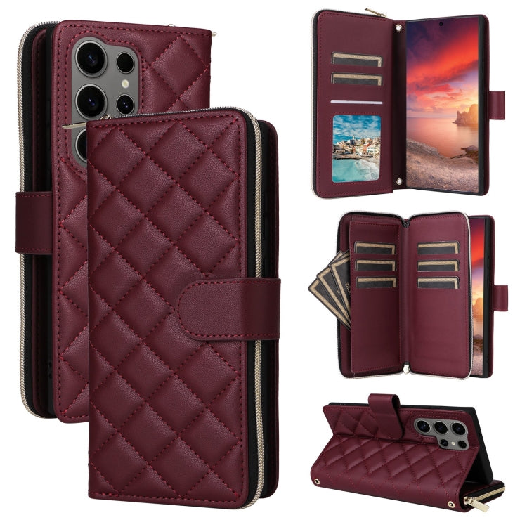 Crossbody Rhombic Zipper Tower Buckle Leather Phone Case with Lanyard, For Samsung Galaxy S26+ 5G, For Samsung Galaxy S26 Ultra 5G, For Samsung Galaxy S26 5G, For Samsung Galaxy S25 FE 5G, For Samsung Galaxy S25 Edge 5G, For Samsung Galaxy S25 5G      ...