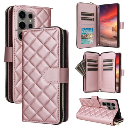 Crossbody Rhombic Zipper Tower Buckle Leather Phone Case with Lanyard, For Samsung Galaxy S26+ 5G, For Samsung Galaxy S26 Ultra 5G, For Samsung Galaxy S26 5G, For Samsung Galaxy S25 FE 5G, For Samsung Galaxy S25 Edge 5G, For Samsung Galaxy S25 5G      ...
