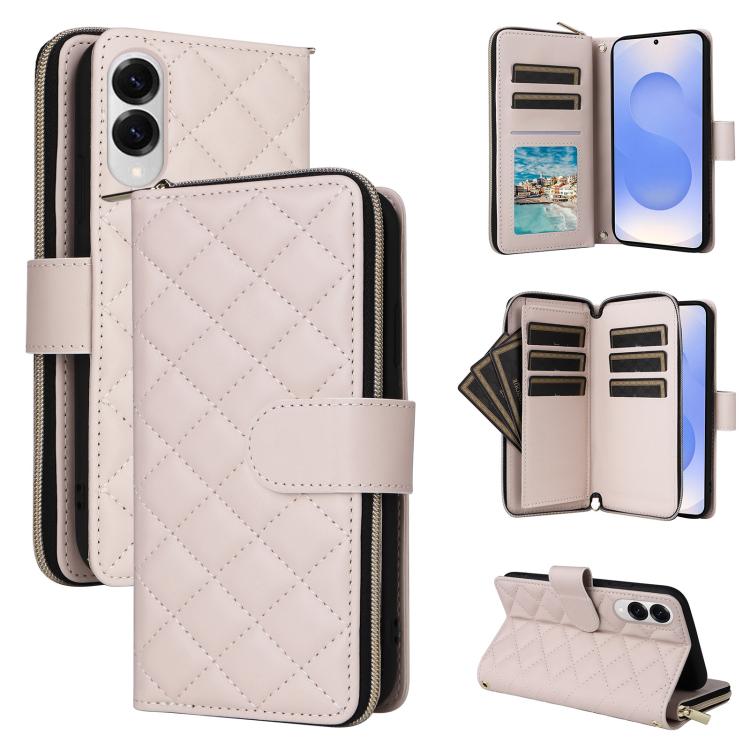 Crossbody Rhombic Zipper Tower Buckle Leather Phone Case with Lanyard, For Samsung Galaxy S26+ 5G, For Samsung Galaxy S26 Ultra 5G, For Samsung Galaxy S26 5G, For Samsung Galaxy S25 FE 5G, For Samsung Galaxy S25 Edge 5G, For Samsung Galaxy S25 5G      ...