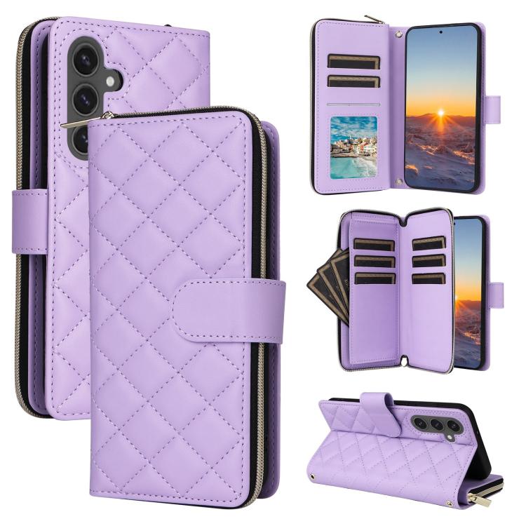 Crossbody Rhombic Zipper Tower Buckle Leather Phone Case with Lanyard, For Samsung Galaxy S26+ 5G, For Samsung Galaxy S26 Ultra 5G, For Samsung Galaxy S26 5G, For Samsung Galaxy S25 FE 5G, For Samsung Galaxy S25 Edge 5G, For Samsung Galaxy S25 5G      ...