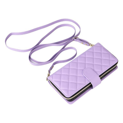 Crossbody Rhombic Zipper Tower Buckle Leather Phone Case with Lanyard, For Samsung Galaxy S26+ 5G, For Samsung Galaxy S26 Ultra 5G, For Samsung Galaxy S26 5G, For Samsung Galaxy S25 FE 5G, For Samsung Galaxy S25 Edge 5G, For Samsung Galaxy S25 5G      ...