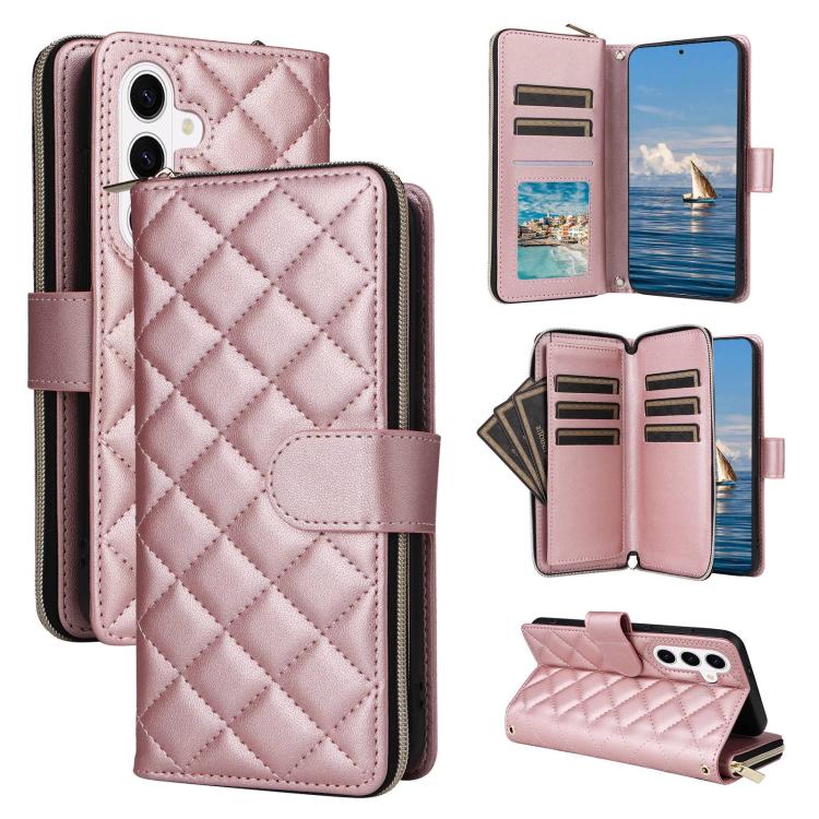 Crossbody Rhombic Zipper Tower Buckle Leather Phone Case with Lanyard, For Samsung Galaxy S26+ 5G, For Samsung Galaxy S26 Ultra 5G, For Samsung Galaxy S26 5G, For Samsung Galaxy S25 FE 5G, For Samsung Galaxy S25 Edge 5G, For Samsung Galaxy S25 5G      ...