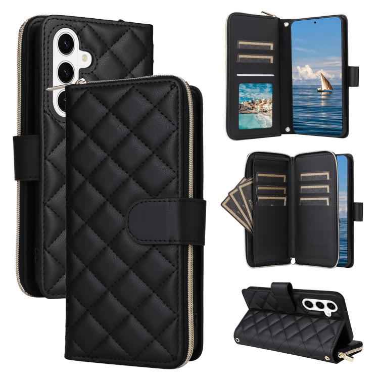 Crossbody Rhombic Zipper Tower Buckle Leather Phone Case with Lanyard, For Samsung Galaxy S26+ 5G, For Samsung Galaxy S26 Ultra 5G, For Samsung Galaxy S26 5G, For Samsung Galaxy S25 FE 5G, For Samsung Galaxy S25 Edge 5G, For Samsung Galaxy S25 5G      ...