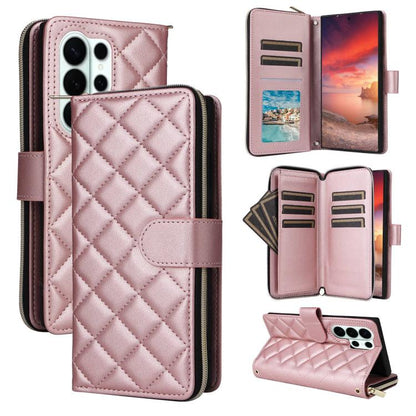Crossbody Rhombic Zipper Tower Buckle Leather Phone Case with Lanyard, For Samsung Galaxy S26+ 5G, For Samsung Galaxy S26 Ultra 5G, For Samsung Galaxy S26 5G, For Samsung Galaxy S25 FE 5G, For Samsung Galaxy S25 Edge 5G, For Samsung Galaxy S25 5G      ...