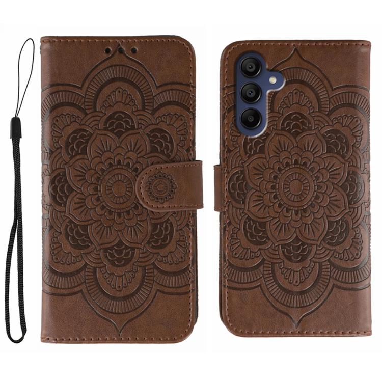 Sun Mandala Embossing Pattern Phone Leather Case, For Samsung Galaxy S26 Edge 5G, For Samsung Galaxy S25 Edge 5G, For Samsung Galaxy S25 / S24 5G, For Samsung Galaxy S25+ / S24+ 5G, For Samsung Galaxy S21 5G