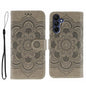 Sun Mandala Embossing Pattern Phone Leather Case, For Samsung Galaxy S26 Edge 5G, For Samsung Galaxy S25 Edge 5G, For Samsung Galaxy S25 / S24 5G, For Samsung Galaxy S25+ / S24+ 5G, For Samsung Galaxy S21 5G