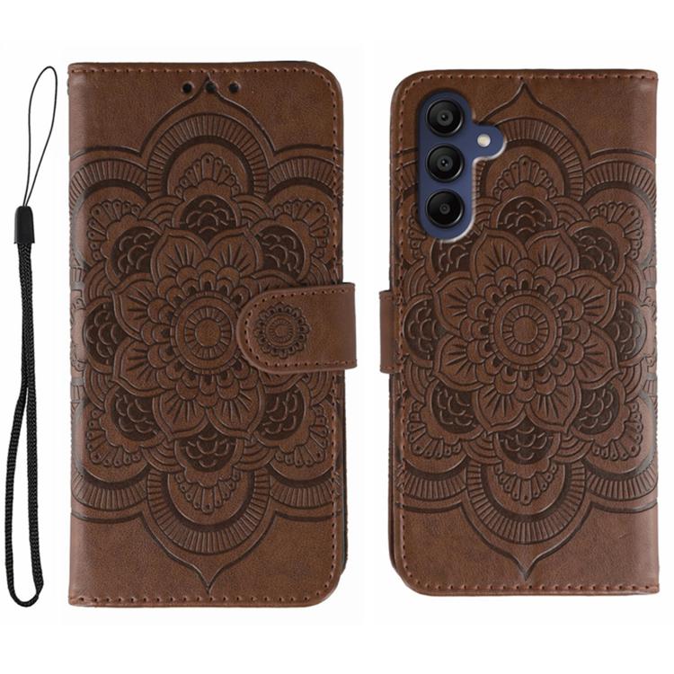 Sun Mandala Embossing Pattern Phone Leather Case, For Samsung Galaxy S26 Edge 5G, For Samsung Galaxy S25 Edge 5G, For Samsung Galaxy S25 / S24 5G, For Samsung Galaxy S25+ / S24+ 5G, For Samsung Galaxy S21 5G