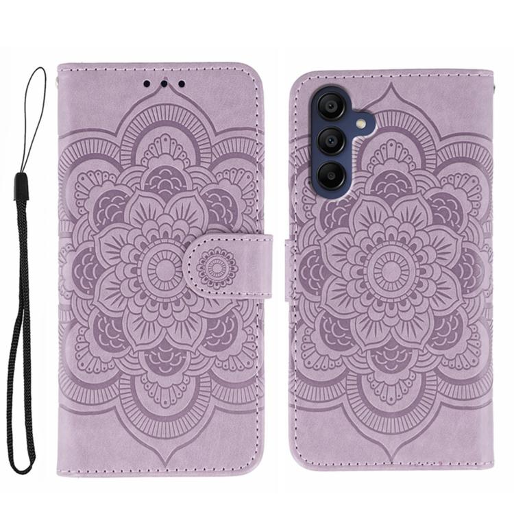 Sun Mandala Embossing Pattern Phone Leather Case, For Samsung Galaxy S26 Edge 5G, For Samsung Galaxy S25 Edge 5G, For Samsung Galaxy S25 / S24 5G, For Samsung Galaxy S25+ / S24+ 5G, For Samsung Galaxy S21 5G