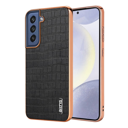 AZNS Electroplated Frame Crocodile Texture Full Coverage Phone Case, For Samsung Galaxy S23 5G, For Samsung Galaxy S22+ 5G, For Samsung Galaxy S22 5G, For Samsung Galaxy S21 FE 5G