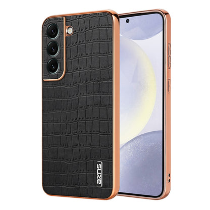 AZNS Electroplated Frame Crocodile Texture Full Coverage Phone Case, For Samsung Galaxy S23 5G, For Samsung Galaxy S22+ 5G, For Samsung Galaxy S22 5G, For Samsung Galaxy S21 FE 5G