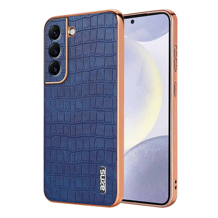 AZNS Electroplated Frame Crocodile Texture Full Coverage Phone Case, For Samsung Galaxy S23 5G, For Samsung Galaxy S22+ 5G, For Samsung Galaxy S22 5G, For Samsung Galaxy S21 FE 5G