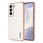 AZNS Electroplated Frame Crocodile Texture Full Coverage Phone Case, For Samsung Galaxy S23 5G, For Samsung Galaxy S22+ 5G, For Samsung Galaxy S22 5G, For Samsung Galaxy S21 FE 5G