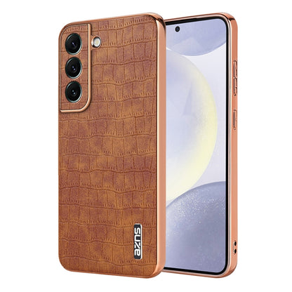 AZNS Electroplated Frame Crocodile Texture Full Coverage Phone Case, For Samsung Galaxy S23 5G, For Samsung Galaxy S22+ 5G, For Samsung Galaxy S22 5G, For Samsung Galaxy S21 FE 5G