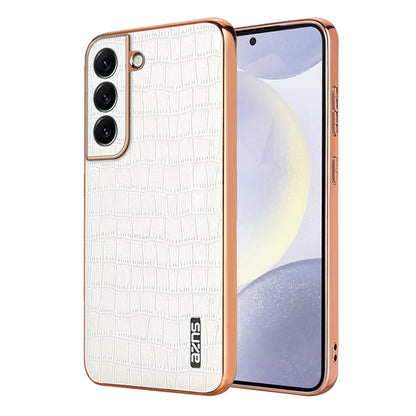AZNS Electroplated Frame Crocodile Texture Full Coverage Phone Case, For Samsung Galaxy S23 5G, For Samsung Galaxy S22+ 5G, For Samsung Galaxy S22 5G, For Samsung Galaxy S21 FE 5G