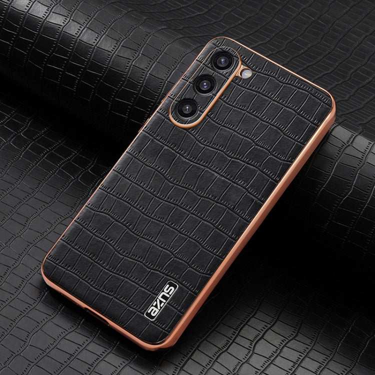 AZNS Electroplated Frame Crocodile Texture Full Coverage Phone Case, For Samsung Galaxy S23 5G, For Samsung Galaxy S22+ 5G, For Samsung Galaxy S22 5G, For Samsung Galaxy S21 FE 5G