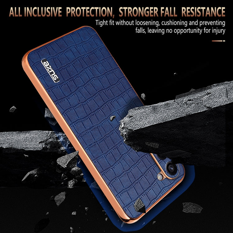 AZNS Electroplated Frame Crocodile Texture Full Coverage Phone Case, For Samsung Galaxy S23 5G, For Samsung Galaxy S22+ 5G, For Samsung Galaxy S22 5G, For Samsung Galaxy S21 FE 5G