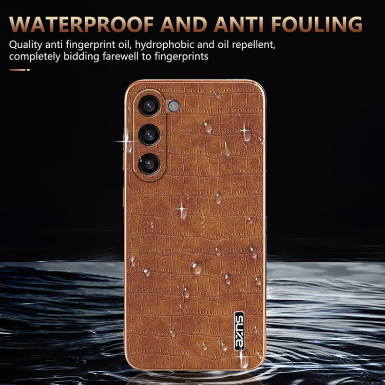 AZNS Electroplated Frame Crocodile Texture Full Coverage Phone Case, For Samsung Galaxy S23 5G, For Samsung Galaxy S22+ 5G, For Samsung Galaxy S22 5G, For Samsung Galaxy S21 FE 5G