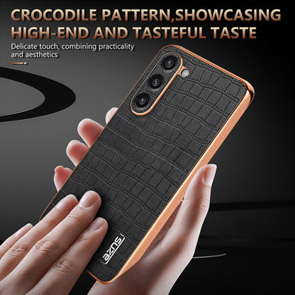 AZNS Electroplated Frame Crocodile Texture Full Coverage Phone Case, For Samsung Galaxy S23 5G, For Samsung Galaxy S22+ 5G, For Samsung Galaxy S22 5G, For Samsung Galaxy S21 FE 5G