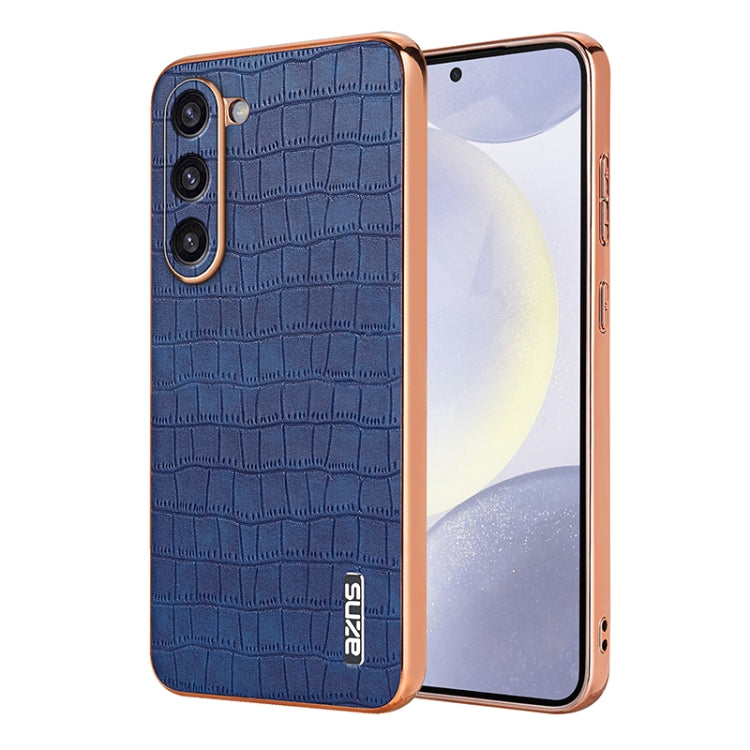 AZNS Electroplated Frame Crocodile Texture Full Coverage Phone Case, For Samsung Galaxy S23 5G, For Samsung Galaxy S22+ 5G, For Samsung Galaxy S22 5G, For Samsung Galaxy S21 FE 5G