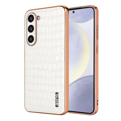 AZNS Electroplated Frame Crocodile Texture Full Coverage Phone Case, For Galaxy S26 FE 5G, For Samsung Galaxy S26+ 5G, For Samsung Galaxy S26 Ultra 5G, For Samsung Galaxy S26 5G, For Samsung Galaxy S25 Edge 5G, For Samsung Galaxy S25 5G                ...