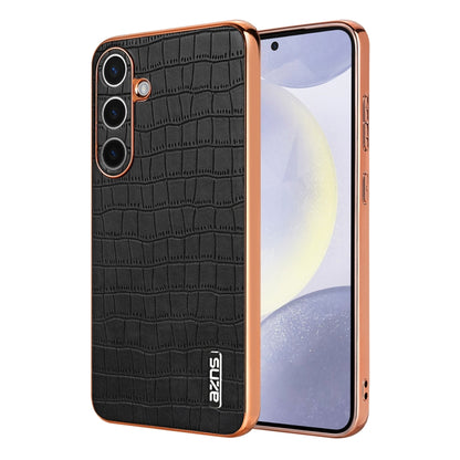 AZNS Electroplated Frame Crocodile Texture Full Coverage Phone Case, For Galaxy S26 FE 5G, For Samsung Galaxy S26+ 5G, For Samsung Galaxy S26 Ultra 5G, For Samsung Galaxy S26 5G, For Samsung Galaxy S25 Edge 5G, For Samsung Galaxy S25 5G                ...
