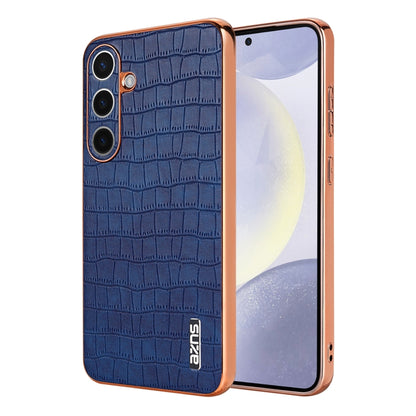 AZNS Electroplated Frame Crocodile Texture Full Coverage Phone Case, For Galaxy S26 FE 5G, For Samsung Galaxy S26+ 5G, For Samsung Galaxy S26 Ultra 5G, For Samsung Galaxy S26 5G, For Samsung Galaxy S25 Edge 5G, For Samsung Galaxy S25 5G                ...