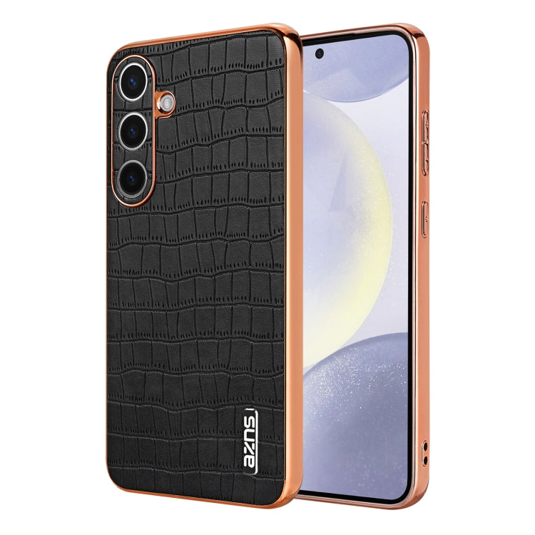 AZNS Electroplated Frame Crocodile Texture Full Coverage Phone Case, For Galaxy S26 FE 5G, For Samsung Galaxy S26+ 5G, For Samsung Galaxy S26 Ultra 5G, For Samsung Galaxy S26 5G, For Samsung Galaxy S25 Edge 5G, For Samsung Galaxy S25 5G                ...