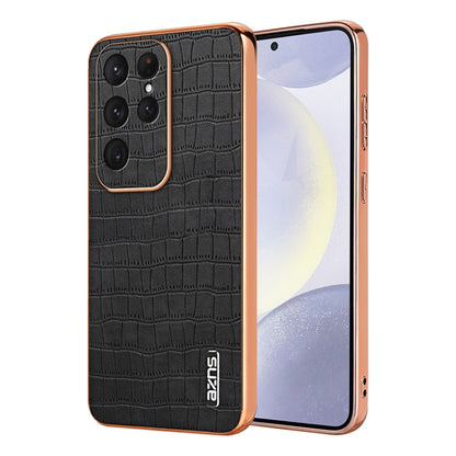 AZNS Electroplated Frame Crocodile Texture Full Coverage Phone Case, For Galaxy S26 FE 5G, For Samsung Galaxy S26+ 5G, For Samsung Galaxy S26 Ultra 5G, For Samsung Galaxy S26 5G, For Samsung Galaxy S25 Edge 5G, For Samsung Galaxy S25 5G                ...