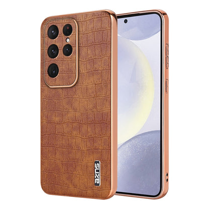 AZNS Electroplated Frame Crocodile Texture Full Coverage Phone Case, For Galaxy S26 FE 5G, For Samsung Galaxy S26+ 5G, For Samsung Galaxy S26 Ultra 5G, For Samsung Galaxy S26 5G, For Samsung Galaxy S25 Edge 5G, For Samsung Galaxy S25 5G                ...