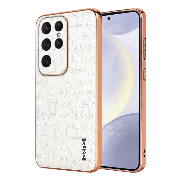 AZNS Electroplated Frame Crocodile Texture Full Coverage Phone Case, For Galaxy S26 FE 5G, For Samsung Galaxy S26+ 5G, For Samsung Galaxy S26 Ultra 5G, For Samsung Galaxy S26 5G, For Samsung Galaxy S25 Edge 5G, For Samsung Galaxy S25 5G                ...