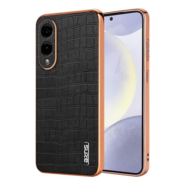 AZNS Electroplated Frame Crocodile Texture Full Coverage Phone Case, For Galaxy S26 FE 5G, For Samsung Galaxy S26+ 5G, For Samsung Galaxy S26 Ultra 5G, For Samsung Galaxy S26 5G, For Samsung Galaxy S25 Edge 5G, For Samsung Galaxy S25 5G                ...