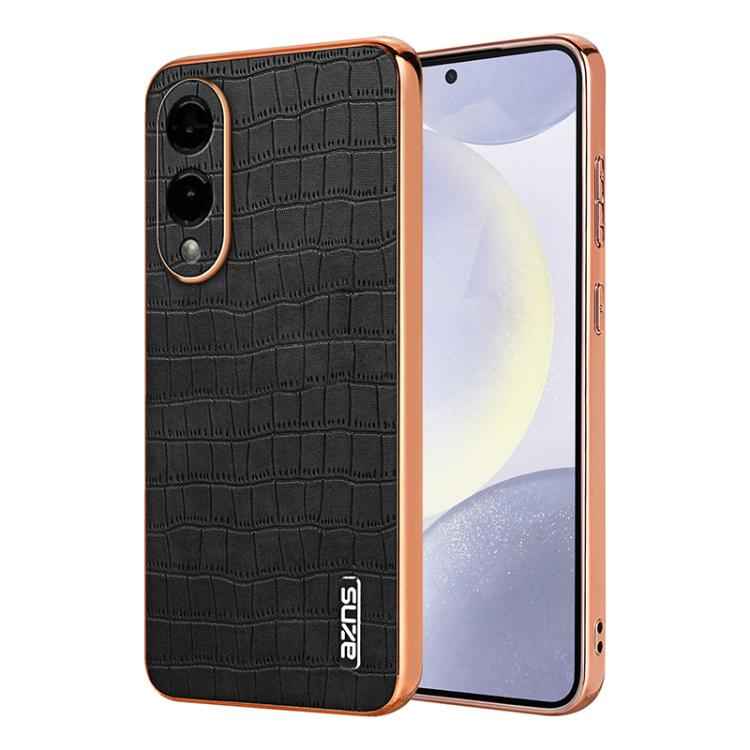 AZNS Electroplated Frame Crocodile Texture Full Coverage Phone Case, For Samsung Galaxy S26+ 5G, For Samsung Galaxy S26 Ultra 5G, For Samsung Galaxy S26 5G, For Samsung Galaxy S25 Edge 5G, For Samsung Galaxy S25 5G, For Samsung Galaxy S25+ 5G          ...