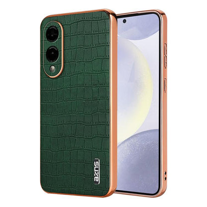 AZNS Electroplated Frame Crocodile Texture Full Coverage Phone Case, For Galaxy S26 FE 5G, For Samsung Galaxy S26+ 5G, For Samsung Galaxy S26 Ultra 5G, For Samsung Galaxy S26 5G, For Samsung Galaxy S25 Edge 5G, For Samsung Galaxy S25 5G                ...