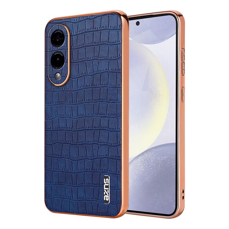 AZNS Electroplated Frame Crocodile Texture Full Coverage Phone Case, For Galaxy S26 FE 5G, For Samsung Galaxy S26+ 5G, For Samsung Galaxy S26 Ultra 5G, For Samsung Galaxy S26 5G, For Samsung Galaxy S25 Edge 5G, For Samsung Galaxy S25 5G                ...