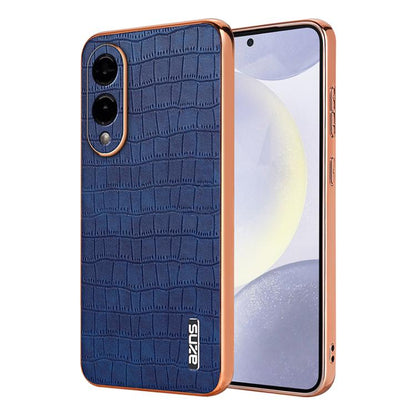 AZNS Electroplated Frame Crocodile Texture Full Coverage Phone Case, For Galaxy S26 FE 5G, For Samsung Galaxy S26+ 5G, For Samsung Galaxy S26 Ultra 5G, For Samsung Galaxy S26 5G, For Samsung Galaxy S25 Edge 5G, For Samsung Galaxy S25 5G                ...