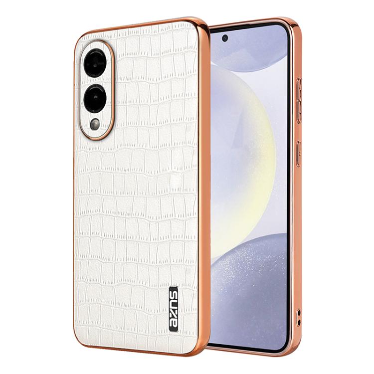 AZNS Electroplated Frame Crocodile Texture Full Coverage Phone Case, For Galaxy S26 FE 5G, For Samsung Galaxy S26+ 5G, For Samsung Galaxy S26 Ultra 5G, For Samsung Galaxy S26 5G, For Samsung Galaxy S25 Edge 5G, For Samsung Galaxy S25 5G                ...