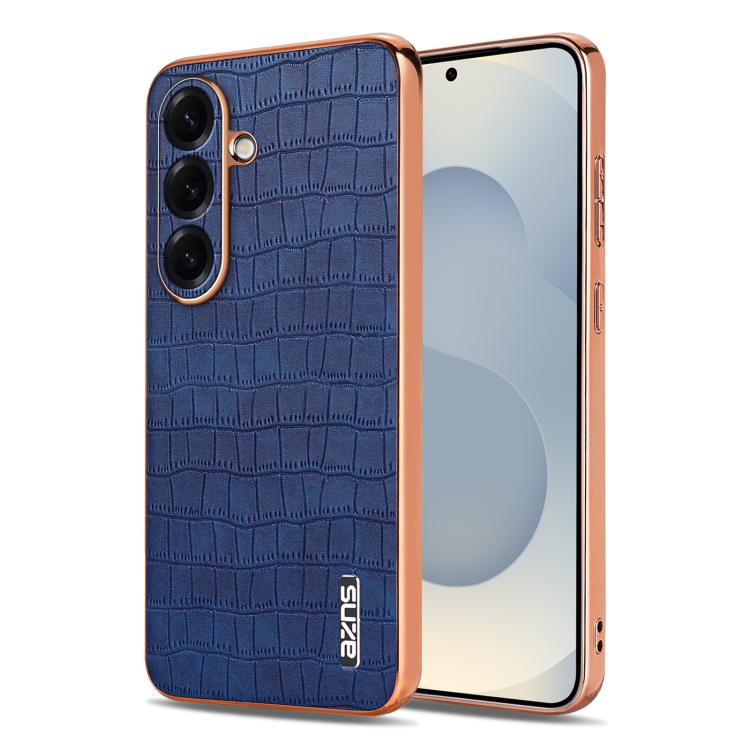 AZNS Electroplated Frame Crocodile Texture Full Coverage Phone Case, For Galaxy S26 FE 5G, For Samsung Galaxy S26+ 5G, For Samsung Galaxy S26 Ultra 5G, For Samsung Galaxy S26 5G, For Samsung Galaxy S25 Edge 5G, For Samsung Galaxy S25 5G                ...
