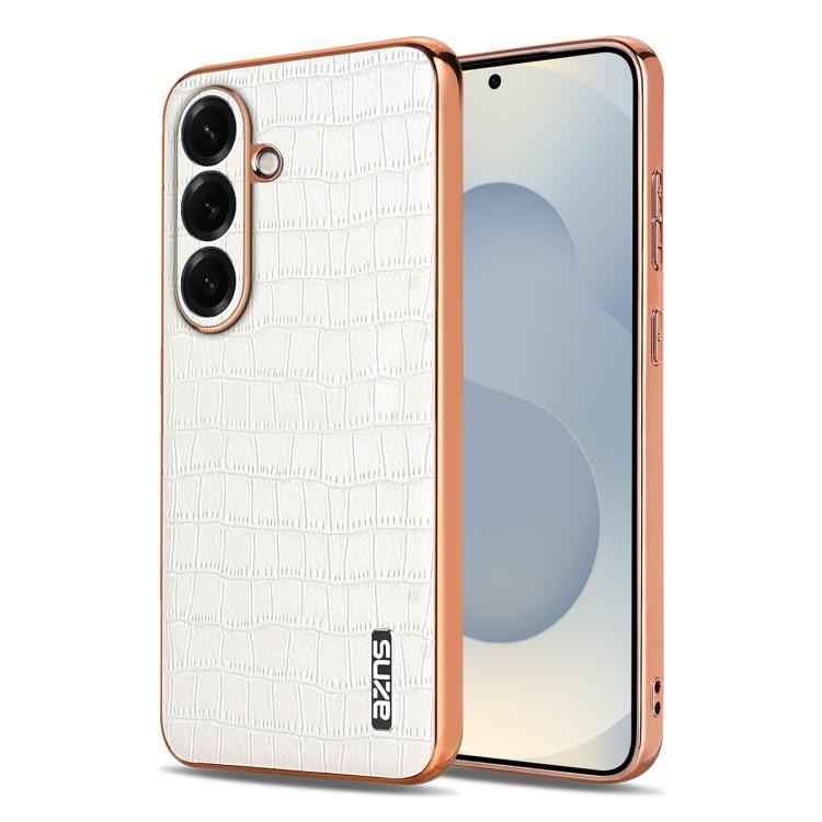 AZNS Electroplated Frame Crocodile Texture Full Coverage Phone Case, For Samsung Galaxy S26+ 5G, For Samsung Galaxy S26 Ultra 5G, For Samsung Galaxy S26 5G, For Samsung Galaxy S25 Edge 5G, For Samsung Galaxy S25 5G, For Samsung Galaxy S25+ 5G          ...