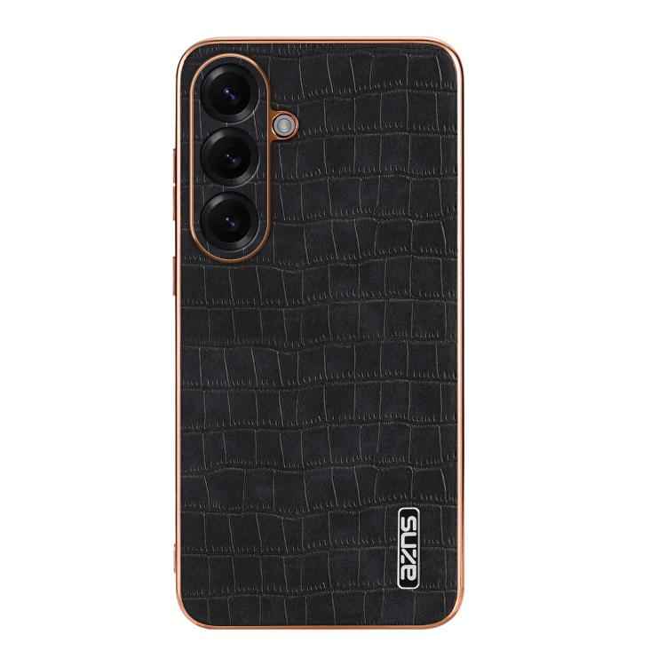 AZNS Electroplated Frame Crocodile Texture Full Coverage Phone Case, For Samsung Galaxy S26+ 5G, For Samsung Galaxy S26 Ultra 5G, For Samsung Galaxy S26 5G, For Samsung Galaxy S25 Edge 5G, For Samsung Galaxy S25 5G, For Samsung Galaxy S25+ 5G          ...