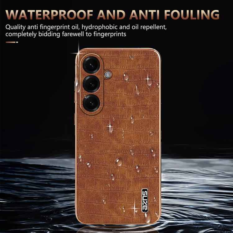 AZNS Electroplated Frame Crocodile Texture Full Coverage Phone Case, For Samsung Galaxy S26+ 5G, For Samsung Galaxy S26 Ultra 5G, For Samsung Galaxy S26 5G, For Samsung Galaxy S25 Edge 5G, For Samsung Galaxy S25 5G, For Samsung Galaxy S25+ 5G          ...